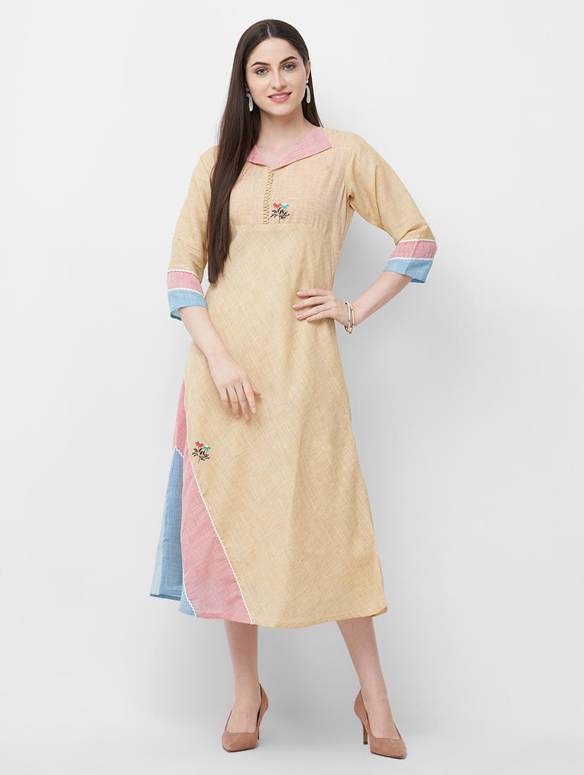 color block a-line ethnic dress - 16811296 - Zoom Image - 1