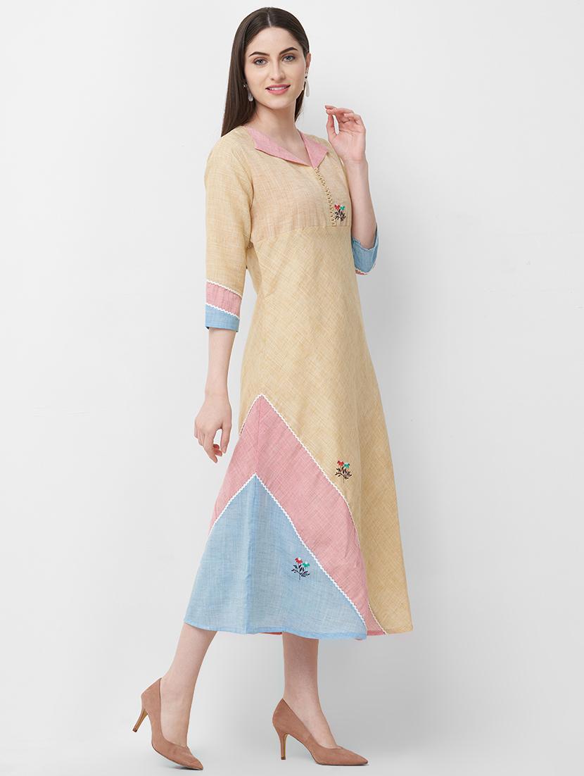 color block a-line ethnic dress - 16811296 - Zoom Image - 2