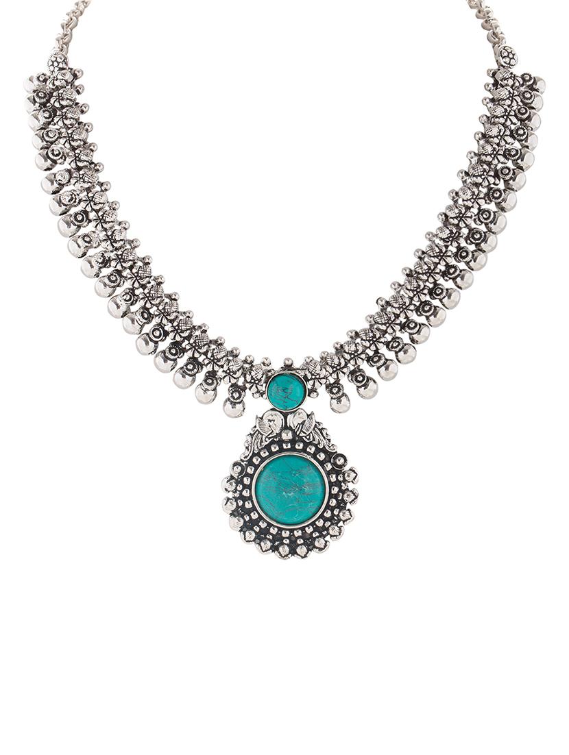 blue silver plated short necklace - 16811577 - Zoom Image - 1