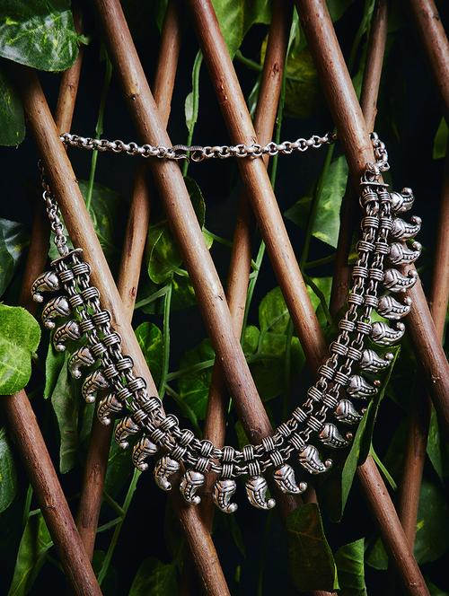 silver metal statement necklace - 16811588 - Very Small Image - 1