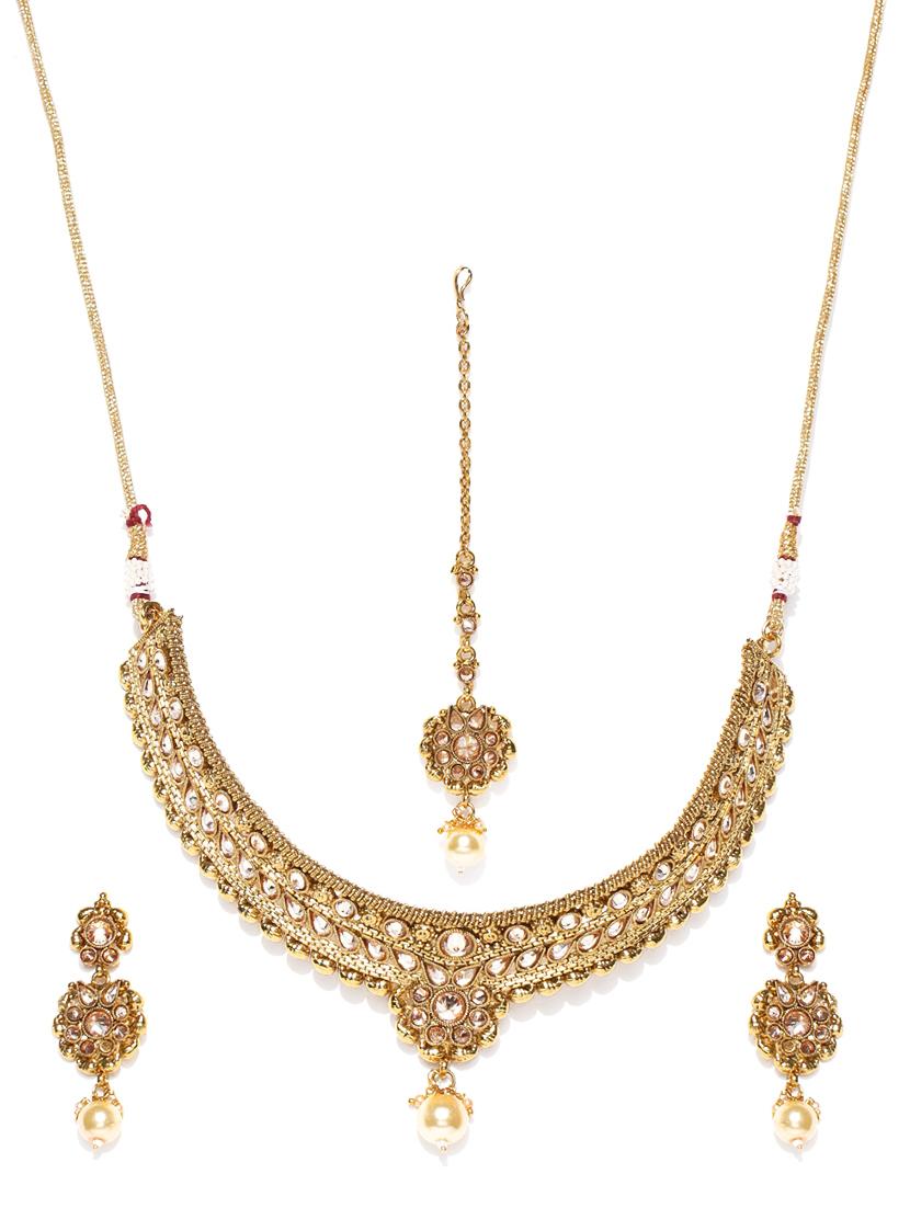 gold metal choker necklace - 16811605 - Zoom Image - 1