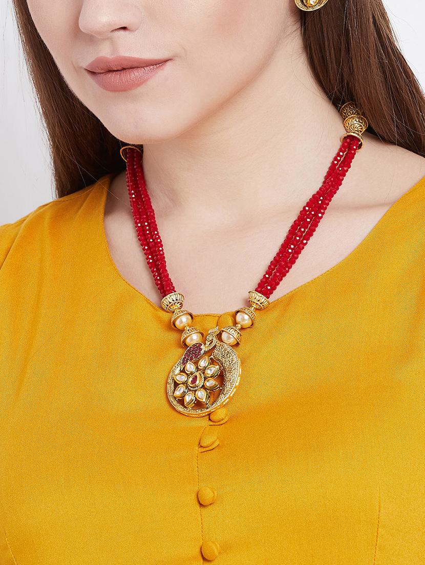 red gold metal short necklace - 16811639 - Zoom Image - 4