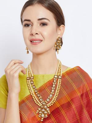gold metal long necklace - 16811647 - Standard Image - 5
