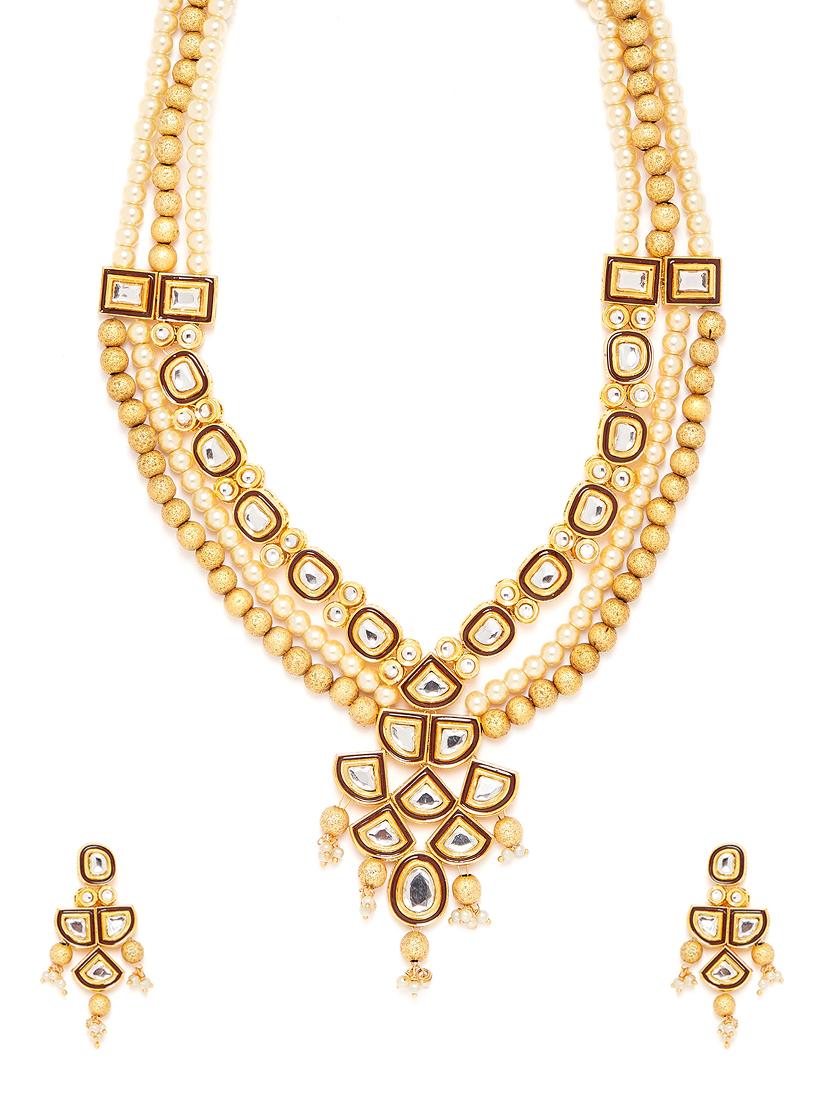 gold metal long necklace - 16811647 - Zoom Image - 3
