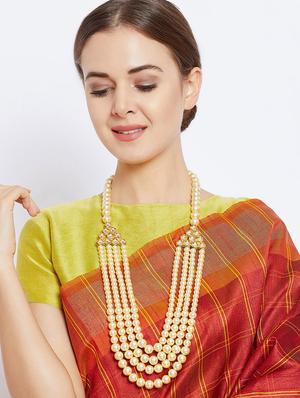 gold metal long necklace - 16811656 - Standard Image - 4
