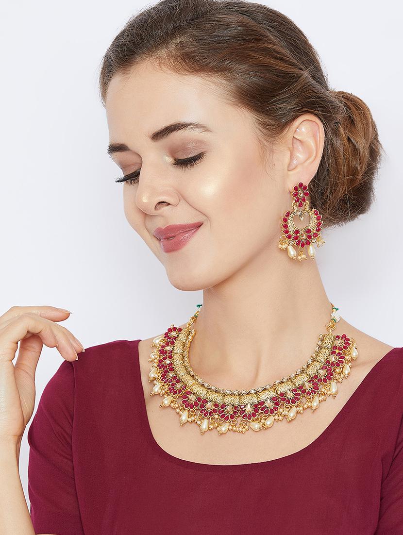 red gold metal short necklace - 16811657 - Zoom Image - 5