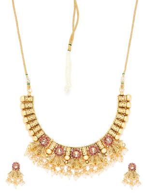 gold metal short necklace - 16811659 - Standard Image - 2