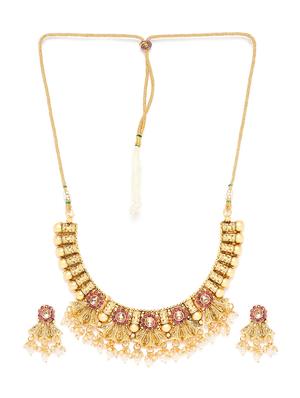 gold metal short necklace - 16811659 - Standard Image - 3