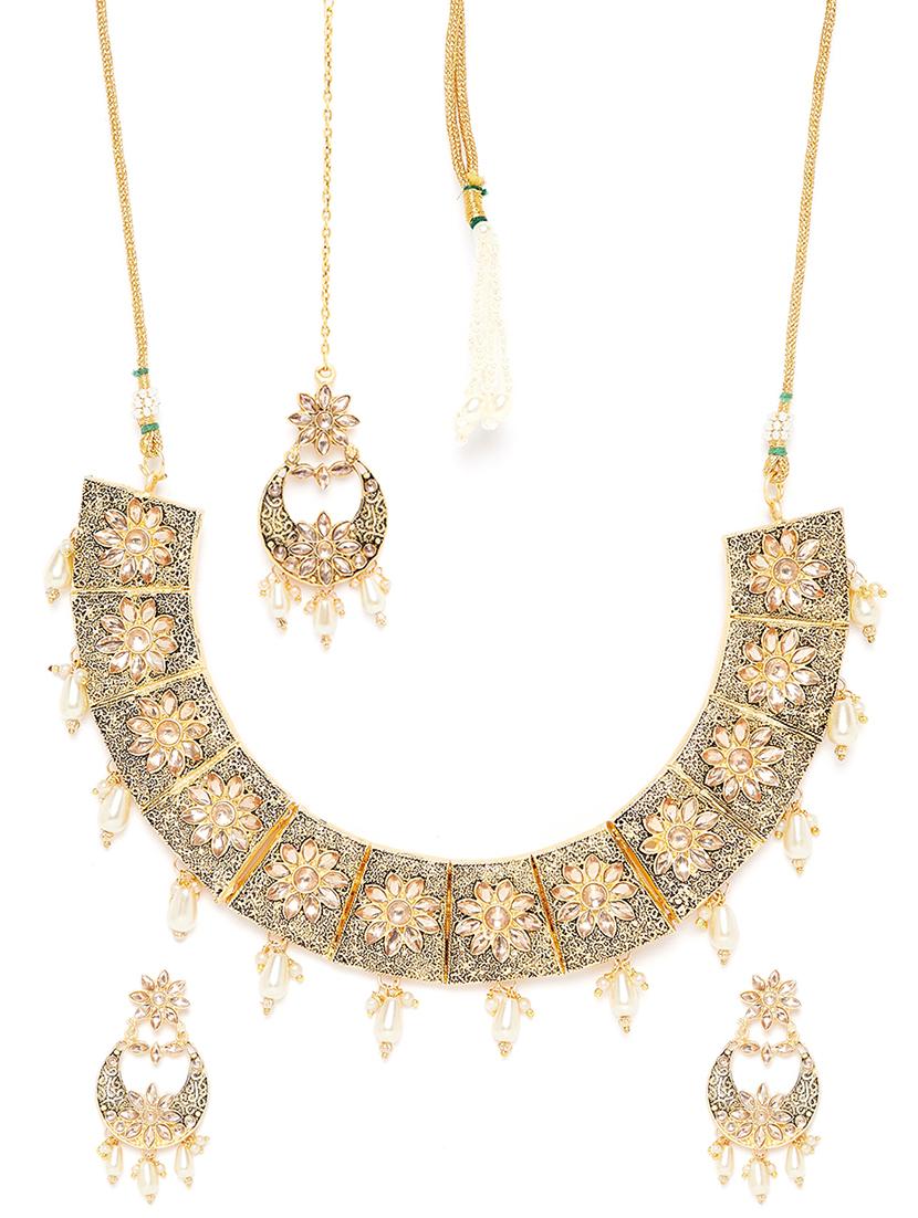 gold metal choker necklace - 16811660 - Zoom Image - 2