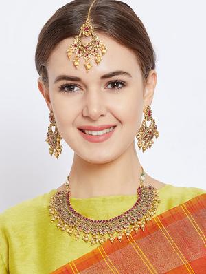 red gold metal choker necklace - 16811661 - Standard Image - 6