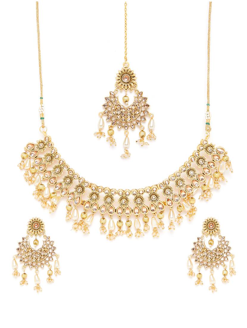 gold metal choker necklace - 16811664 - Zoom Image - 3