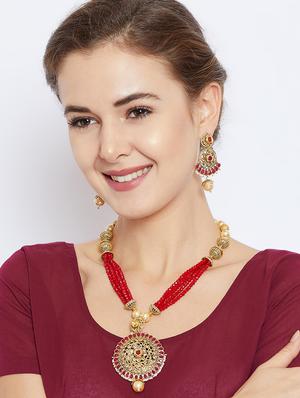 gold metal short necklace - 16811666 - Standard Image - 5