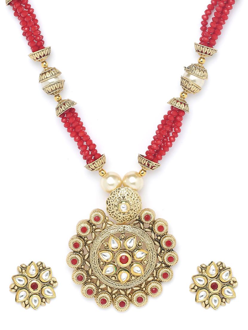 red gold metal short necklace - 16811667 - Zoom Image - 3