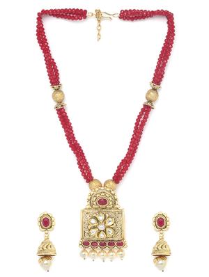 red gold metal short necklace - 16811668 - Standard Image - 2