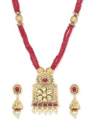 red gold metal short necklace - 16811668 - Standard Image - 3