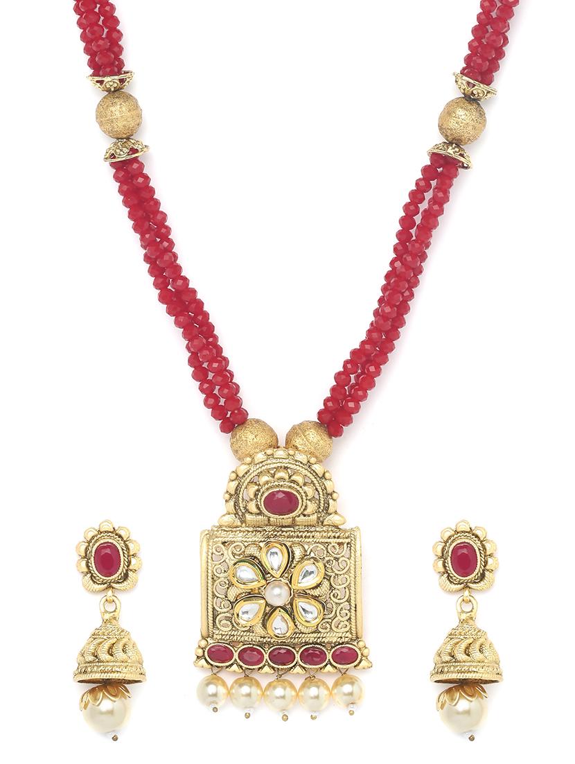 red gold metal short necklace - 16811668 - Zoom Image - 3