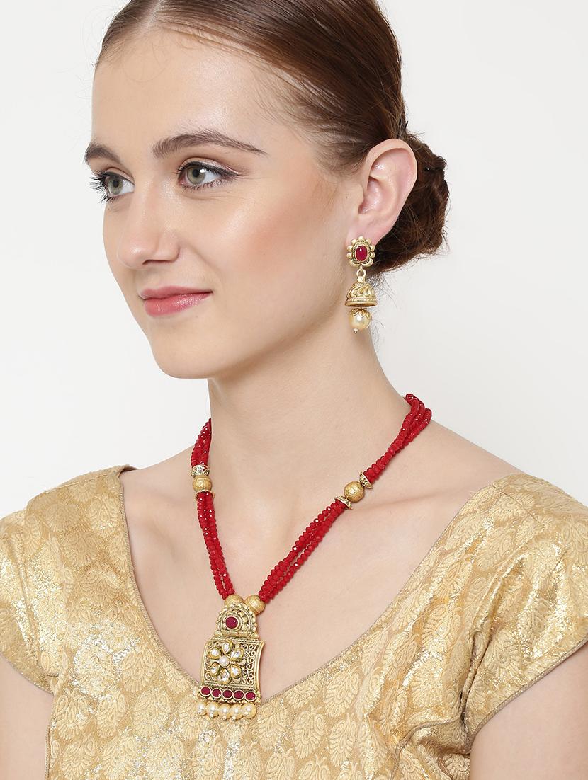 red gold metal short necklace - 16811668 - Zoom Image - 5