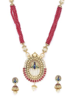 red gold metal short necklace - 16811673 - Standard Image - 3