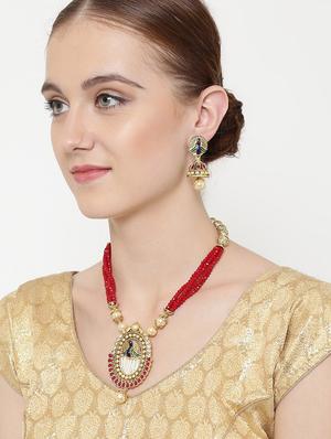 red gold metal short necklace - 16811673 - Standard Image - 5