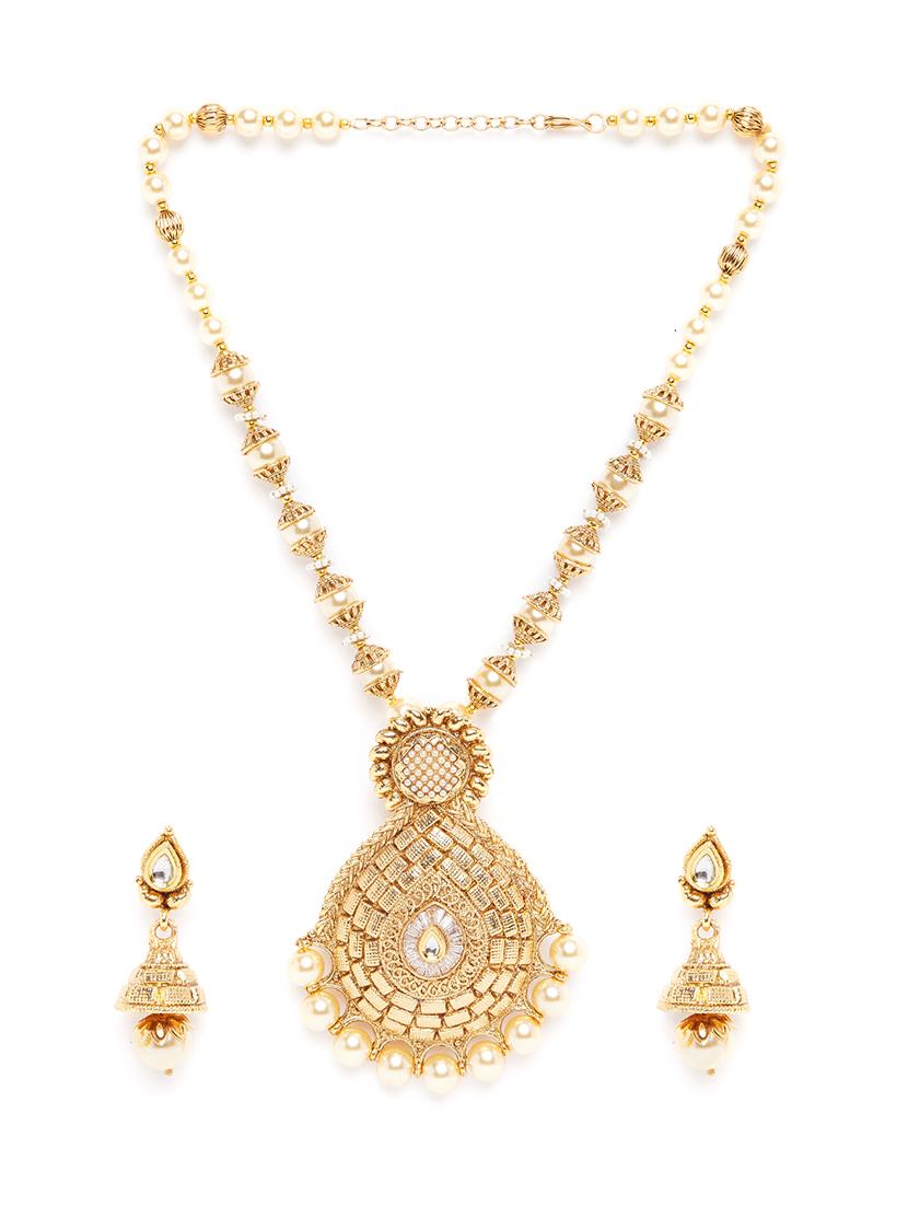 gold metal long necklace - 16811686 - Zoom Image - 2