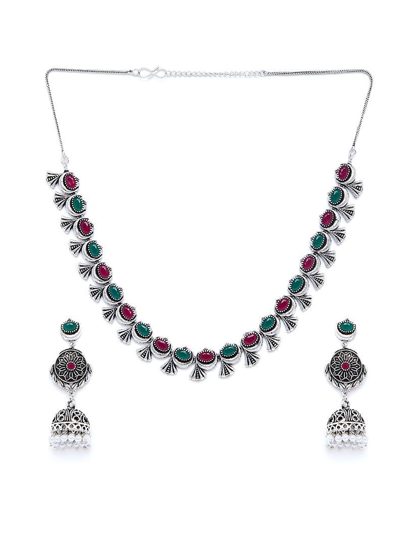 silver brass short necklace - 16811713 - Zoom Image - 2