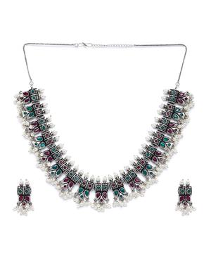 silver brass short necklace - 16811714 - Standard Image - 2