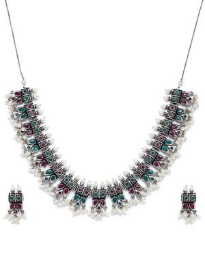 silver brass short necklace - 16811714 - Standard Image - 3