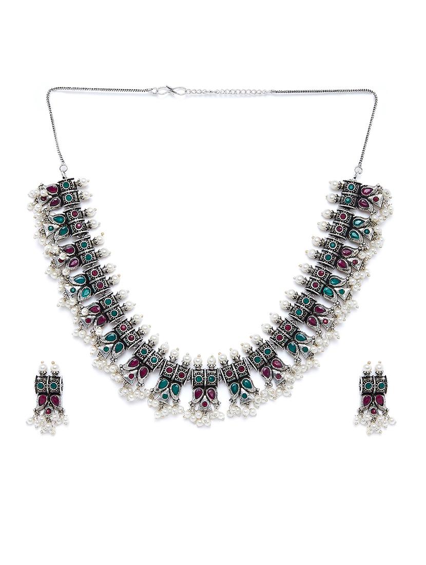 silver brass short necklace - 16811714 - Zoom Image - 2