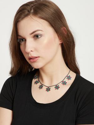 silver brass choker necklace - 16811715 - Standard Image - 4