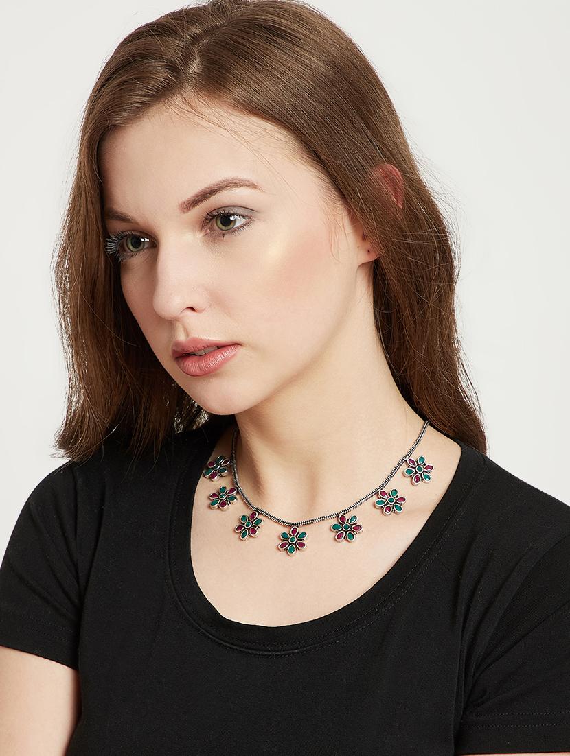 silver brass choker necklace - 16811715 - Zoom Image - 4