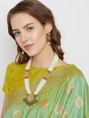 gold metal long necklace - 16811719 - Standard Image - 5
