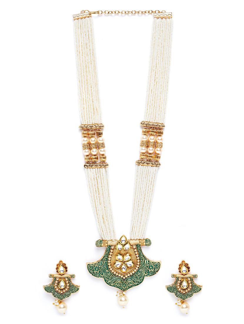 gold metal long necklace - 16811719 - Zoom Image - 2