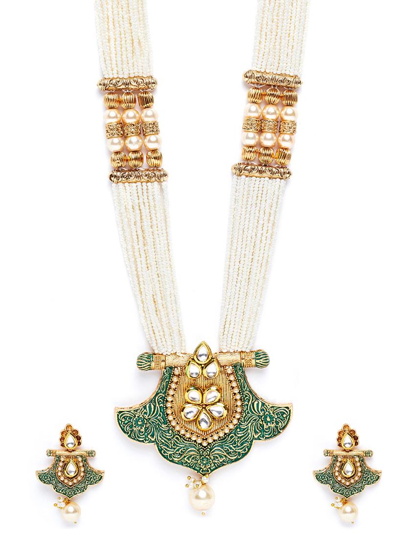 gold metal long necklace - 16811719 - Zoom Image - 4