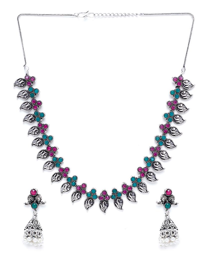 silver brass short necklace - 16811723 - Zoom Image - 2