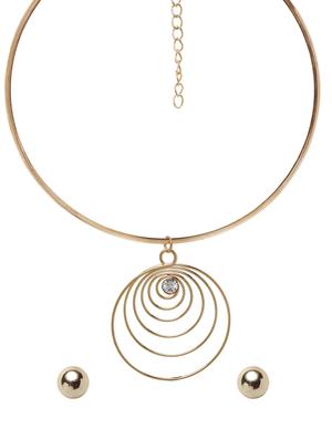 gold metal choker necklace - 16811731 - Standard Image - 3