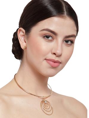 gold metal choker necklace - 16811731 - Standard Image - 6