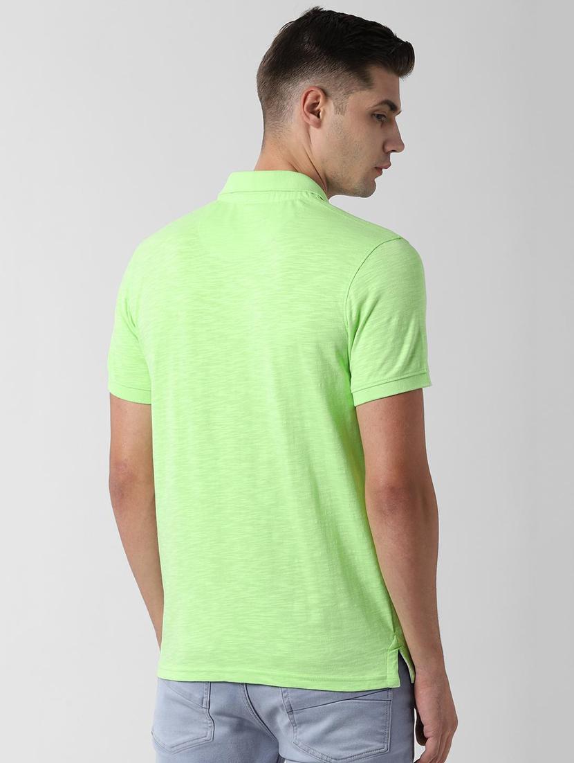 green solid polo t-shirt - 16812017 - Zoom Image - 3