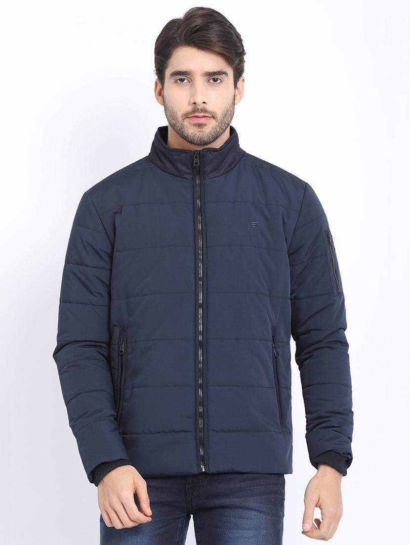 navy blue solid quilted jacket - 16812631 - Zoom Image - 1