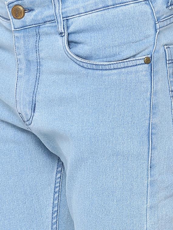 light blue solid stretchable jeans - 16812679 - Zoom Image - 5