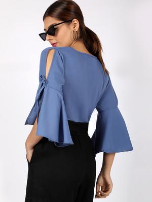 cold bell shoulder solid top - 16812695 - Standard Image - 3