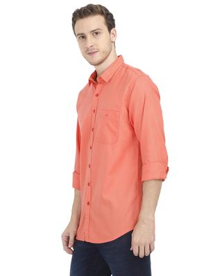 orange solid casual shirt - 16813044 - Standard Image - 2