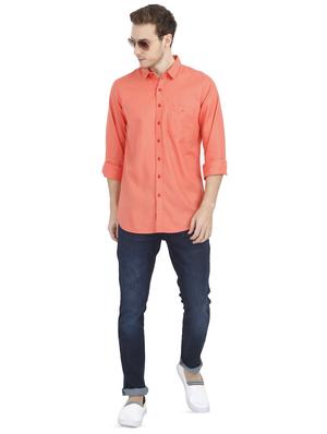 orange solid casual shirt - 16813044 - Standard Image - 4