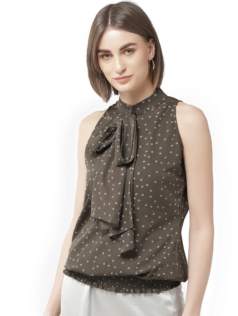 tie up neck blouson top - 16813659 - Zoom Image - 1