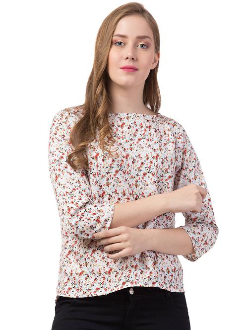 boat neck ditsy floral top - 16813765 - Standard Image - 1