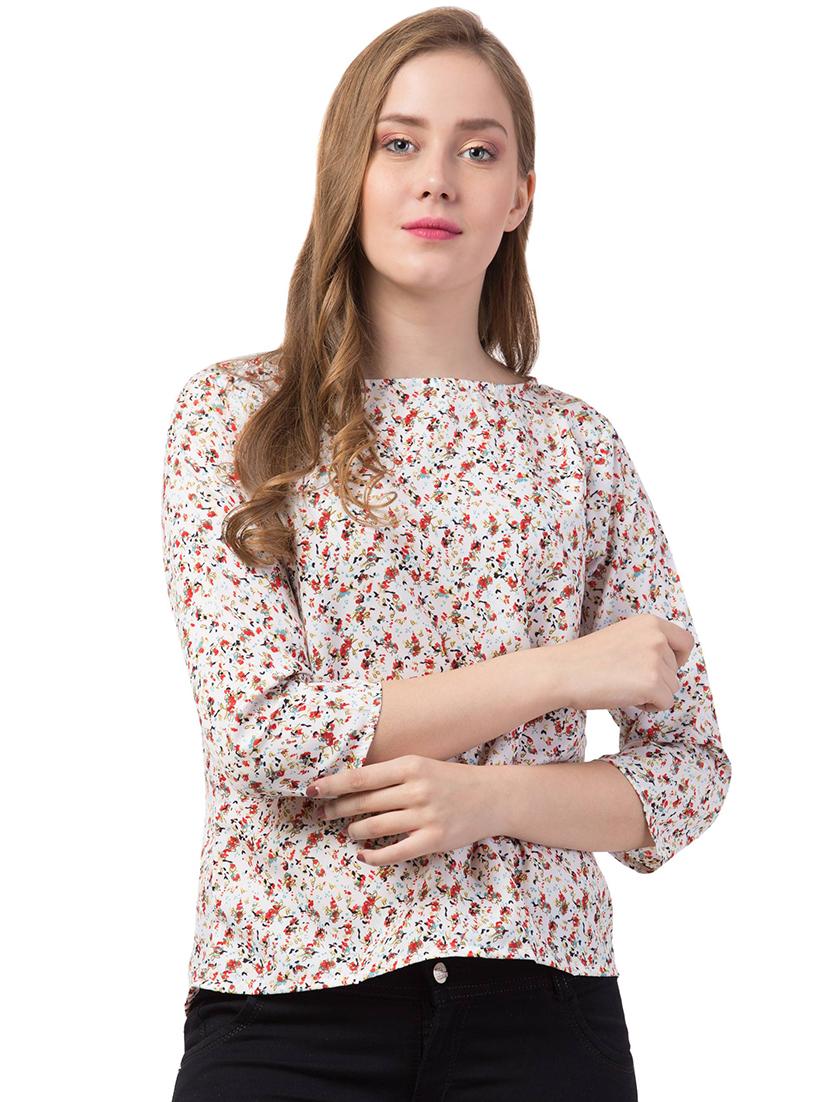 boat neck ditsy floral top - 16813765 - Zoom Image - 1