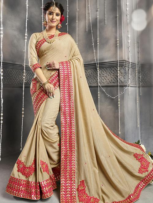 floral embroidered saree with blouse - 16813894 - Very Small Image - 1