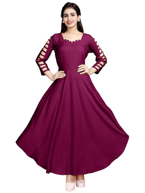 solid flared ethnic dress - 16813980 - Standard Image - 1