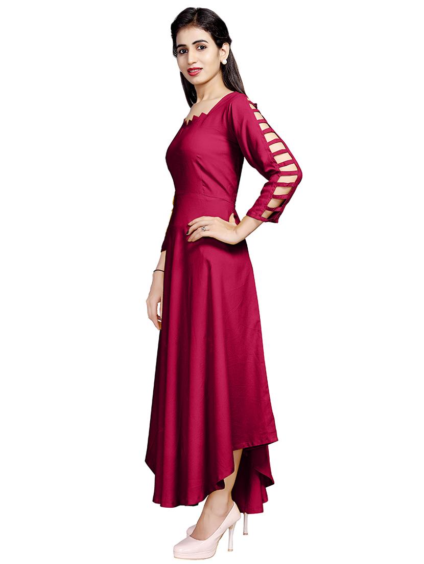 solid flared ethnic dress - 16813982 - Zoom Image - 2