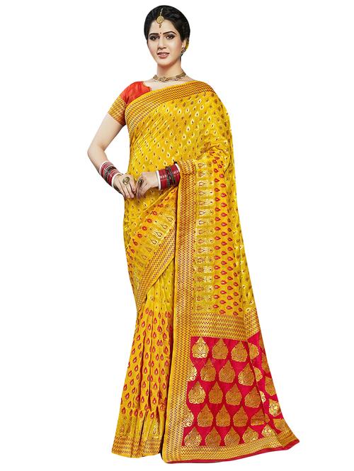 floral printed saree with blouse - 16814347 - Standard Image - 1