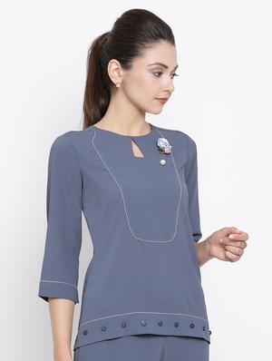 key hole neck embellished top - 16814855 - Standard Image - 2
